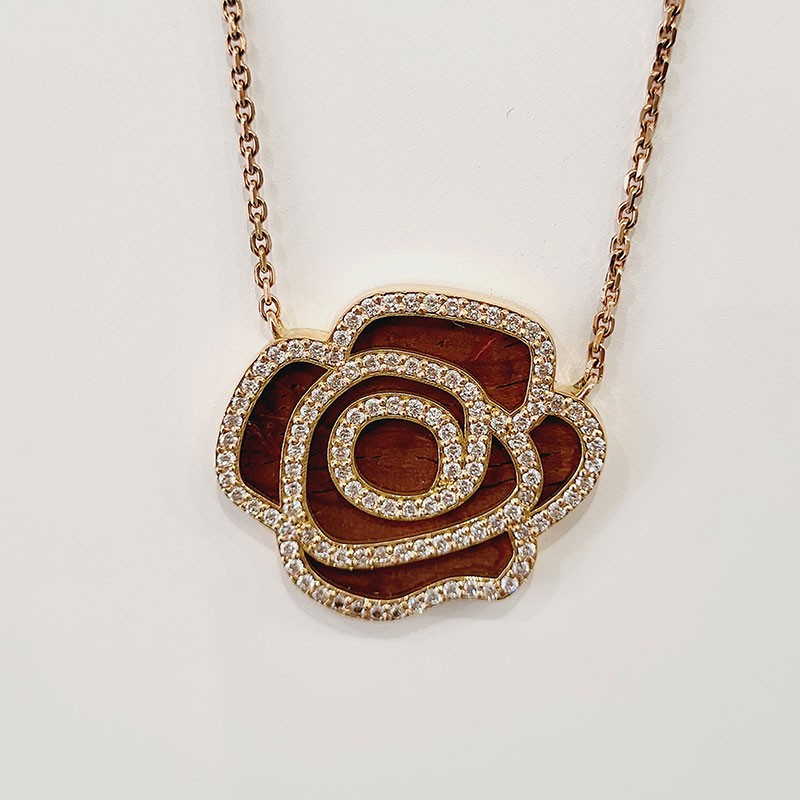Collier femme or rose Touche du Bois